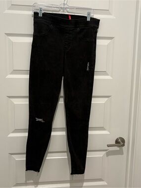 SPANX Black Skinny Jeans with Subtle Distress